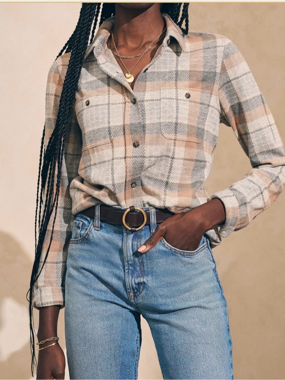 Faherty Women’s Legend Sweater Shirt Plaid - Picture 4 of 4